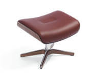 Timeout Wood Detail X-Foot Footstool Leather